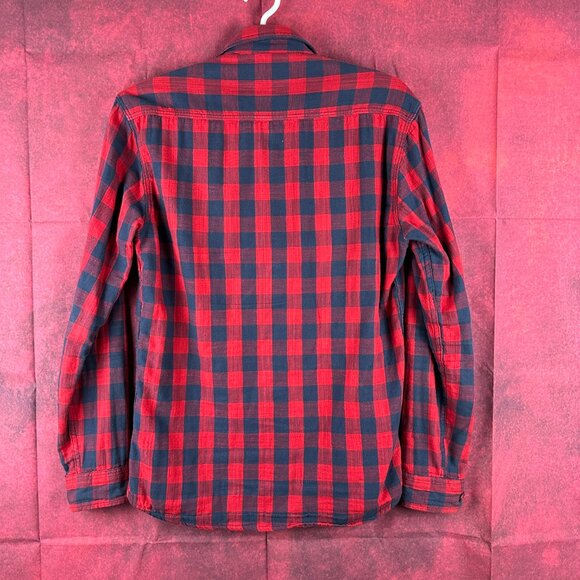 ORIGINALS BY JACK & JONES MEN'S FLANEL LONG SLEEVE PLAID SHIRT RED & BLACK "S" - Picture 4 of 14